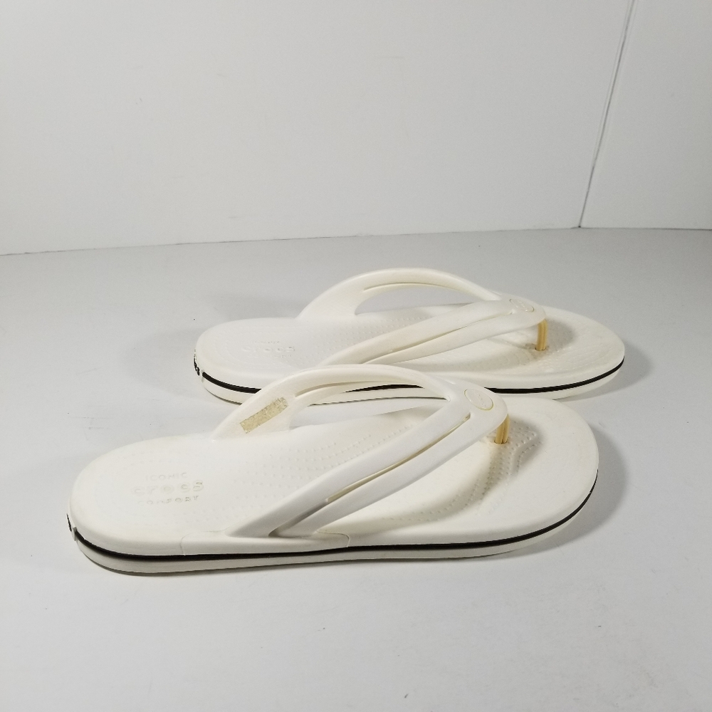 Crocs Sandals Women's 10 Thong Crocband Iconic Comfort Flip Flops White Shoes - Picture 2 of 6